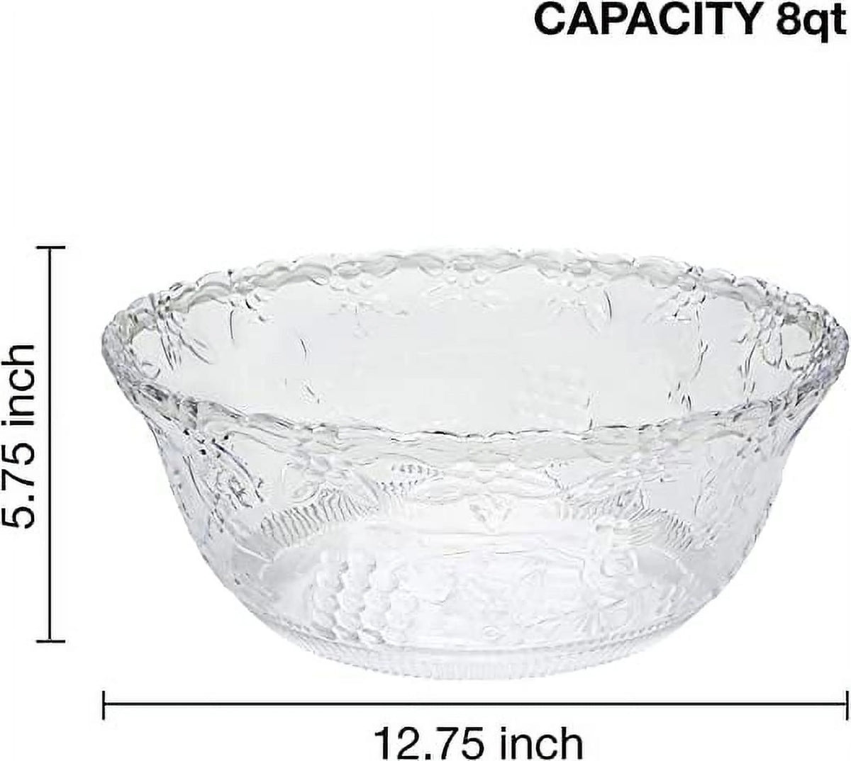 2 Gallon Clear Plastic Punch Bowl with Ladle T29878