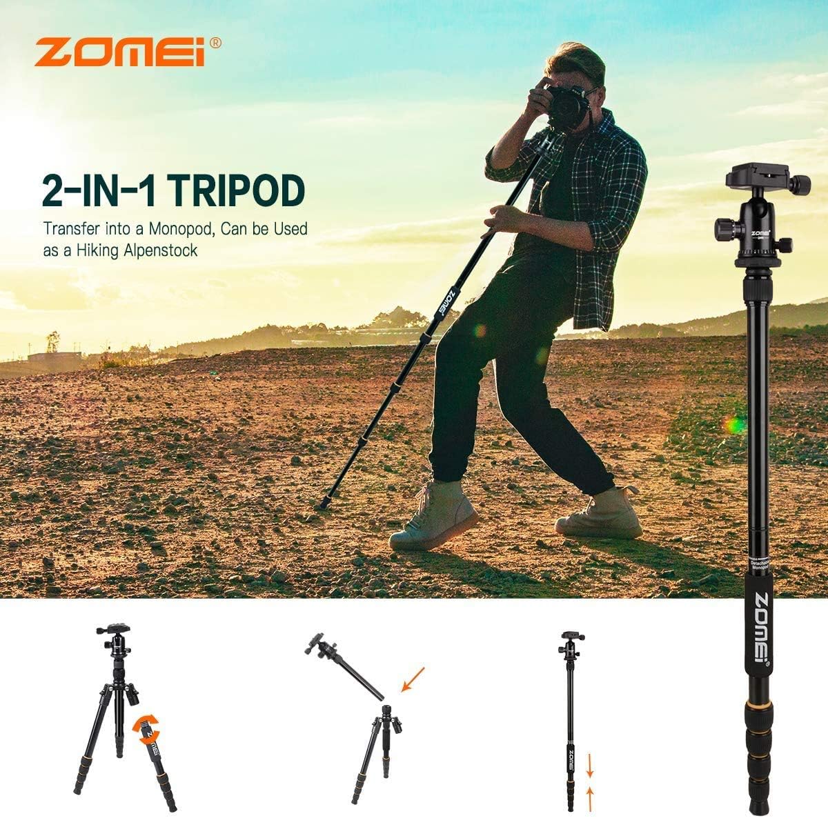 Camera Tripod with Ball Head Quick Release Plate and Carrying Case Y706011