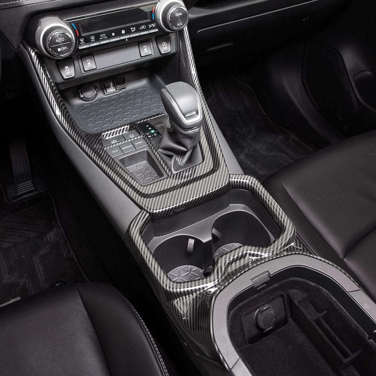 Carbon Fiber Gear Shift Box Panel Trim Cup Holder Cover O250368