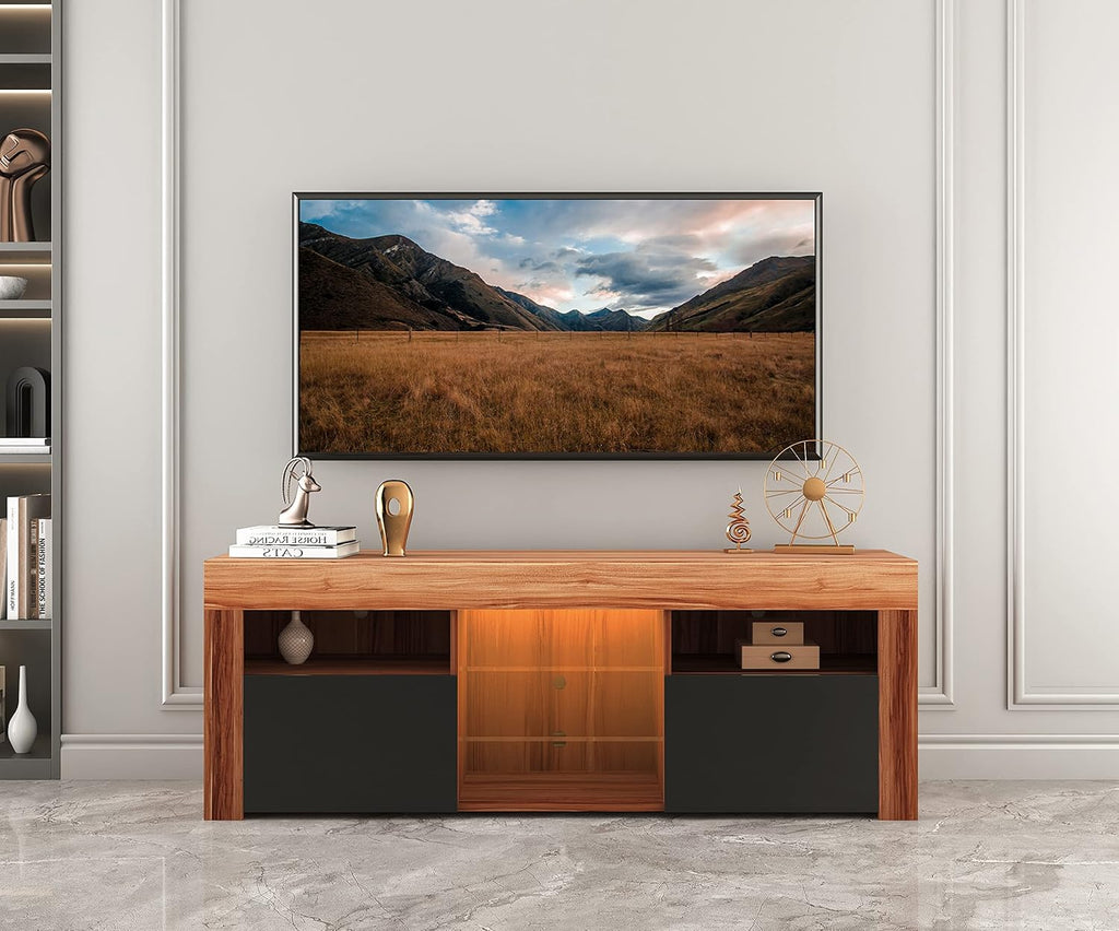 White and Black TV Stand with LED Lights G208