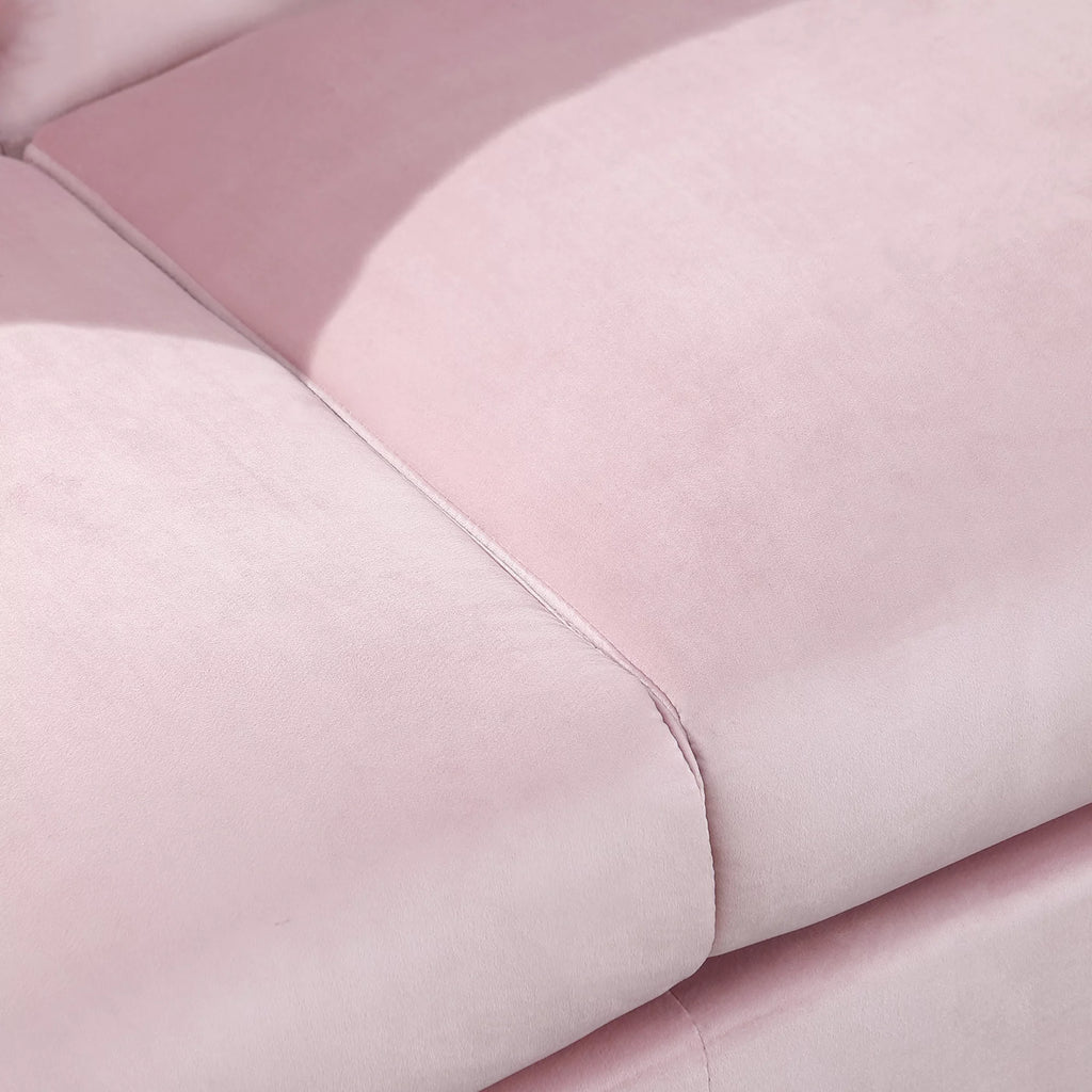 Pink Tufted Fabric Sofa with Scroll Arm R68190