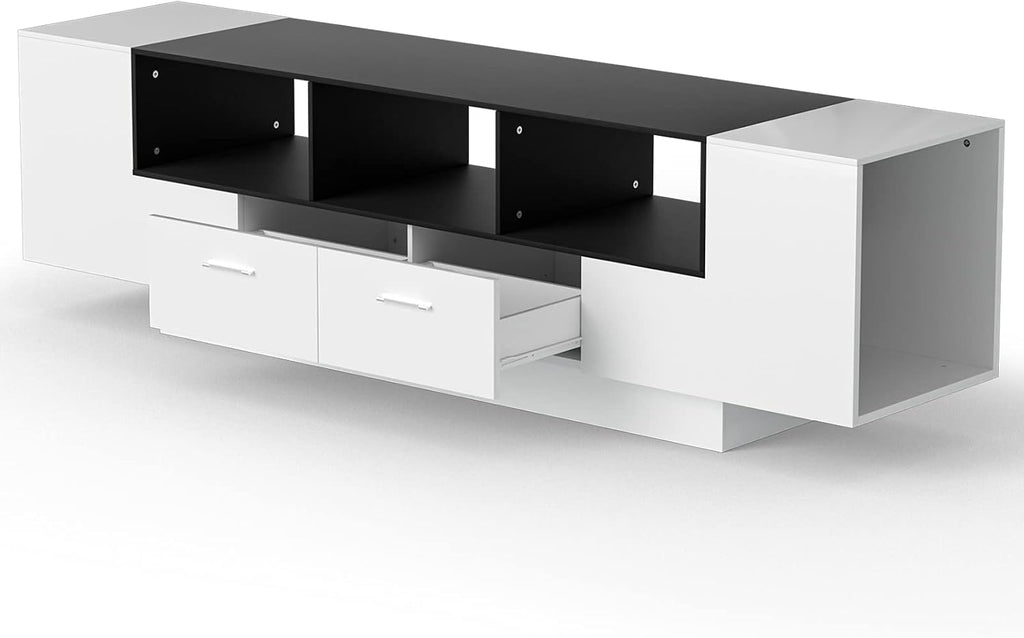 70 Inch Black & White Glossy TV Stand T89876