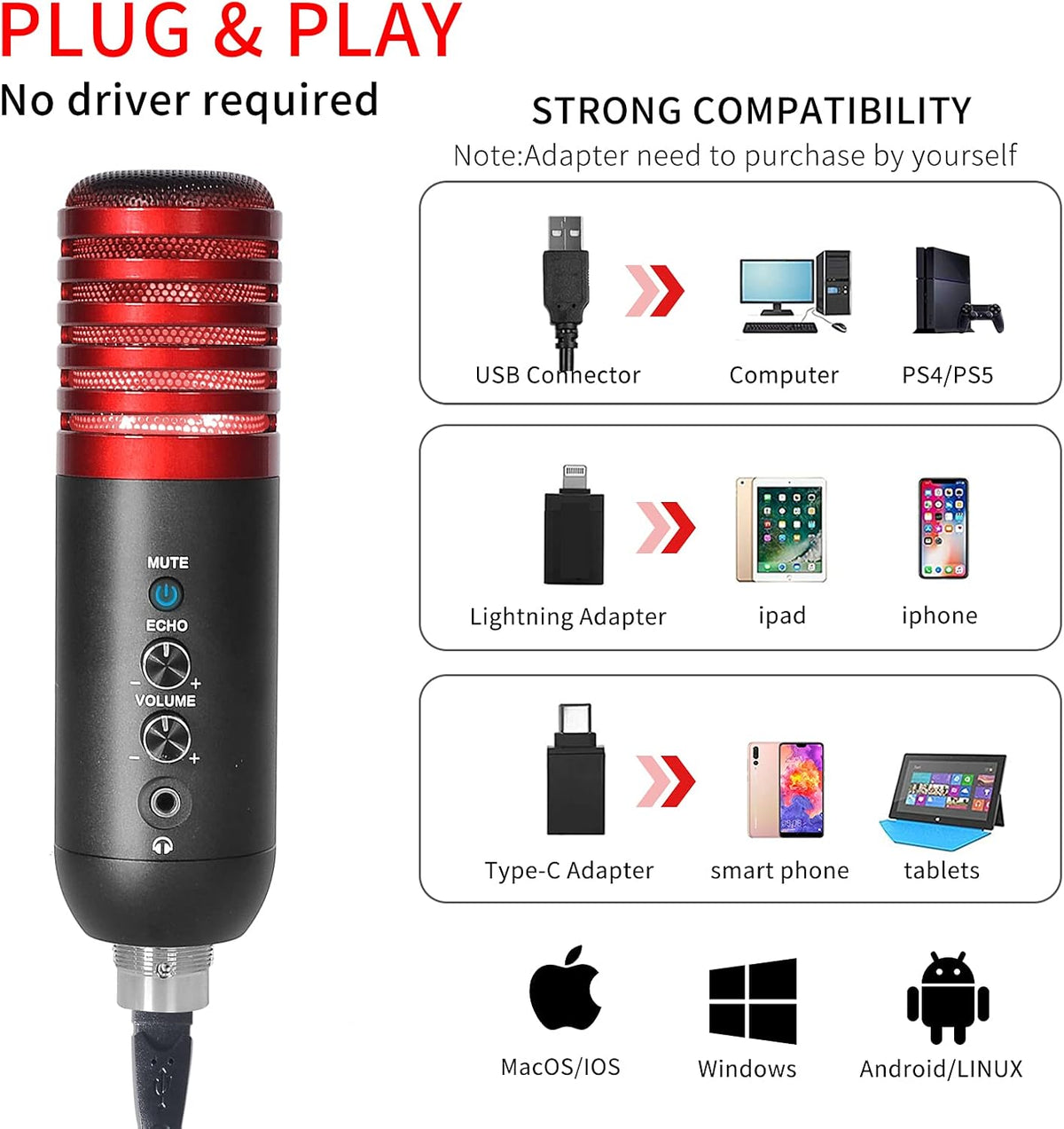 USB Condenser Microphone Kit with Boom Arm and Pop Filter, Pack of 2 I146