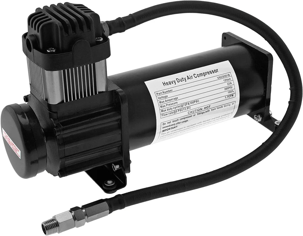 Train Horn Kit with 200psi Air Compressor, 3 Gallon Tank, 3 Trumpets O329336