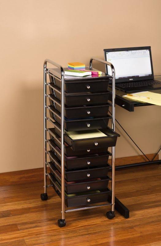 10 Drawer Organizer Cart Black L50099
