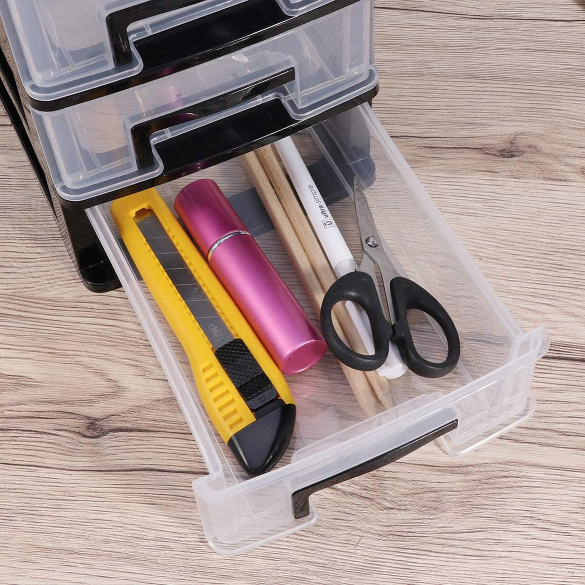 Black and Transparent 4 Layer Plastic Drawer Cabinet I2144