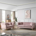 Pink Tufted Fabric Sofa with Scroll Arm R68190