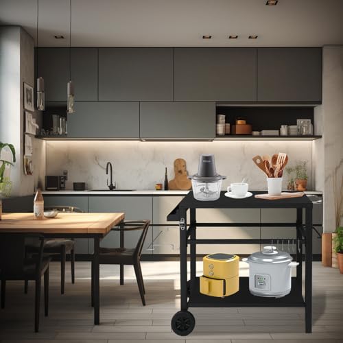 Grill Cart Table with Wheels, 32.7”x 20” Metal Top H5798