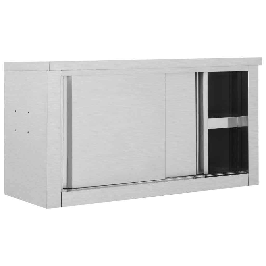 Stainless Steel Kitchen Wall Cabinet with Sliding Doors P495