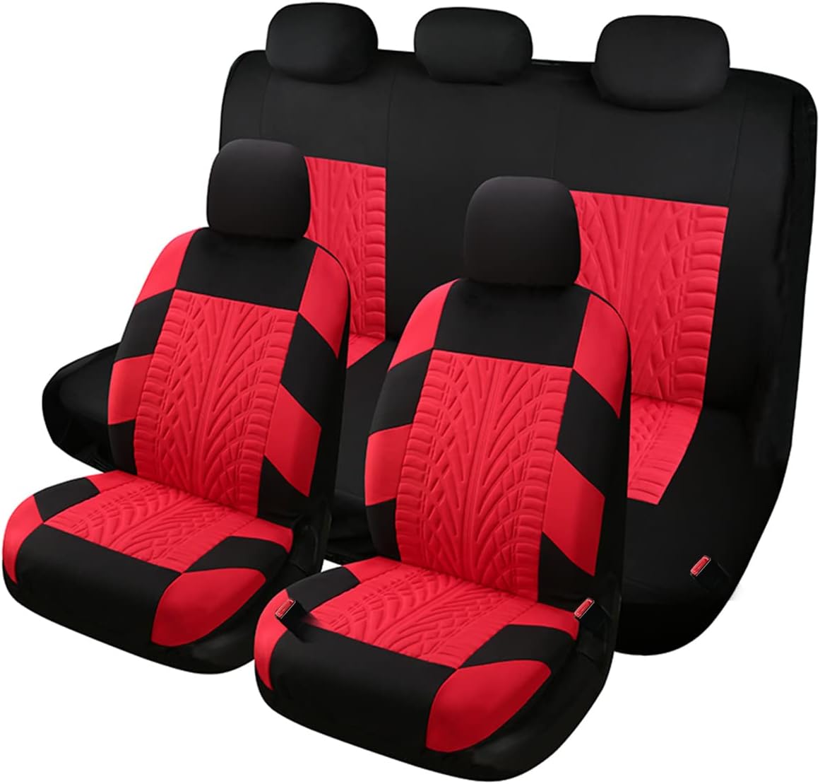 Black & Red Breathable Washable Universal Car Seat Covers Full Set W961486