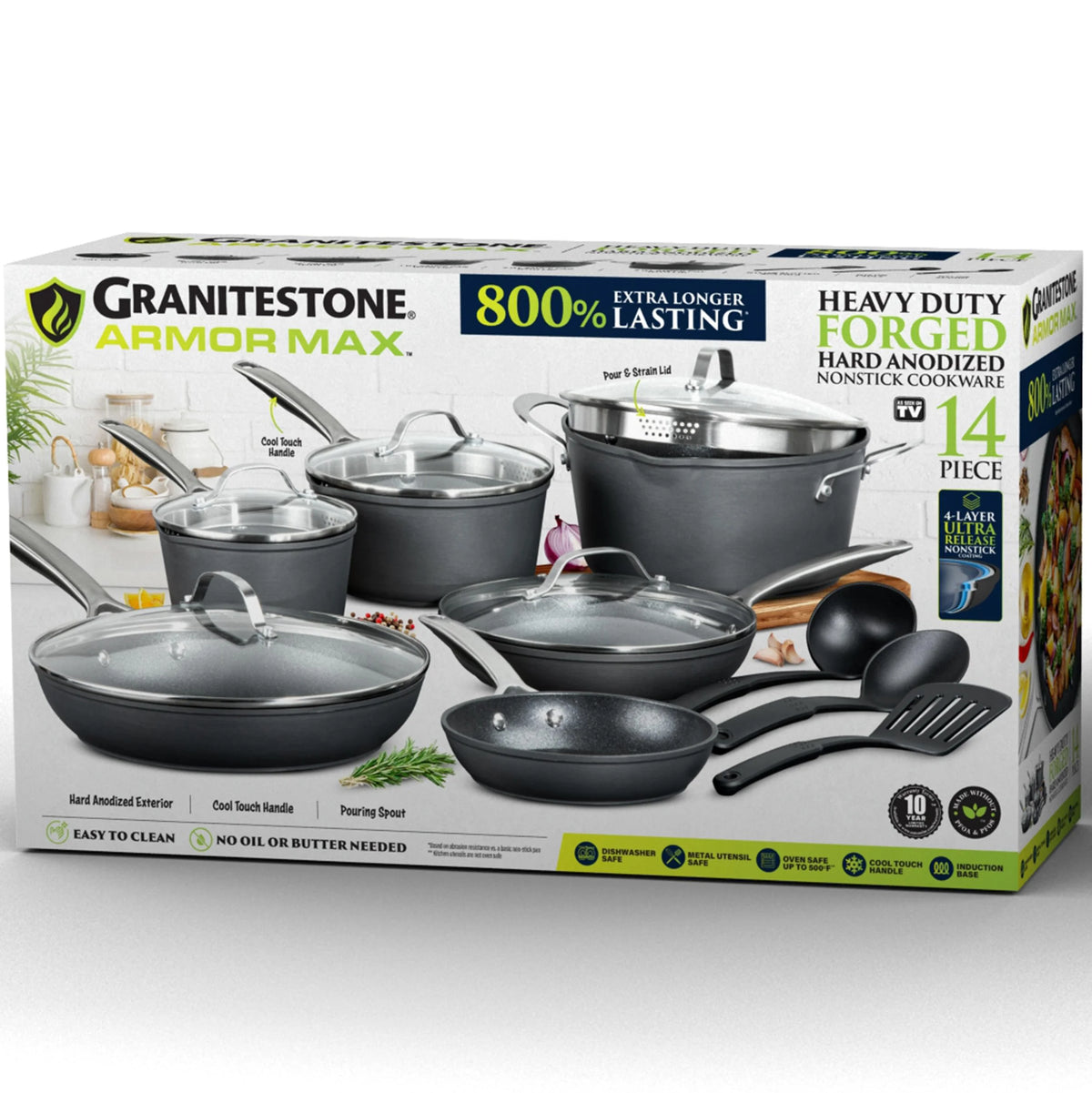 14pc Hard Anodized Cookware Set J778