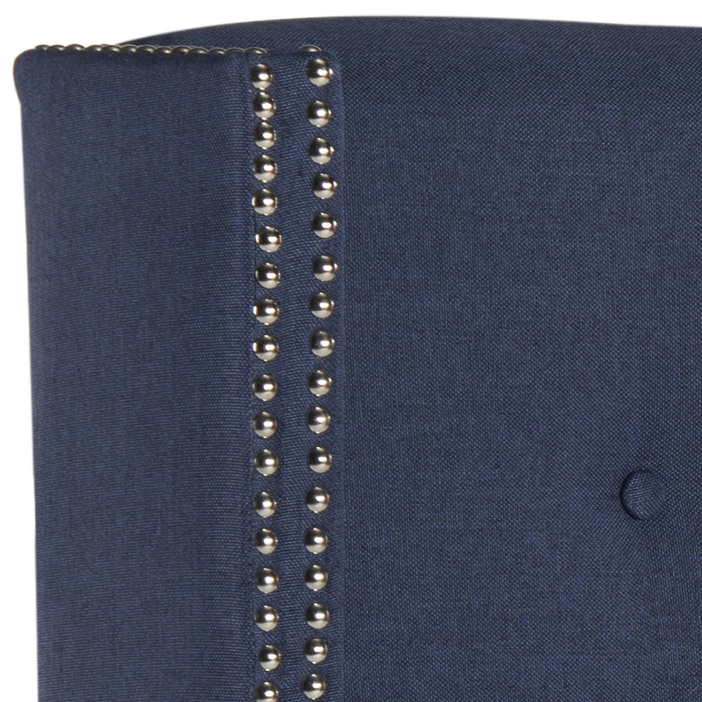 Navy Linen Tufted Winged Headboard Queen B21887