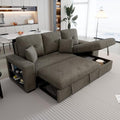 Sectional Sofa with Pull-Out Sleeper Sofa Bed, Storage Chaise and 2 Stools, L Shaped Couch Set, Charcoal O74469