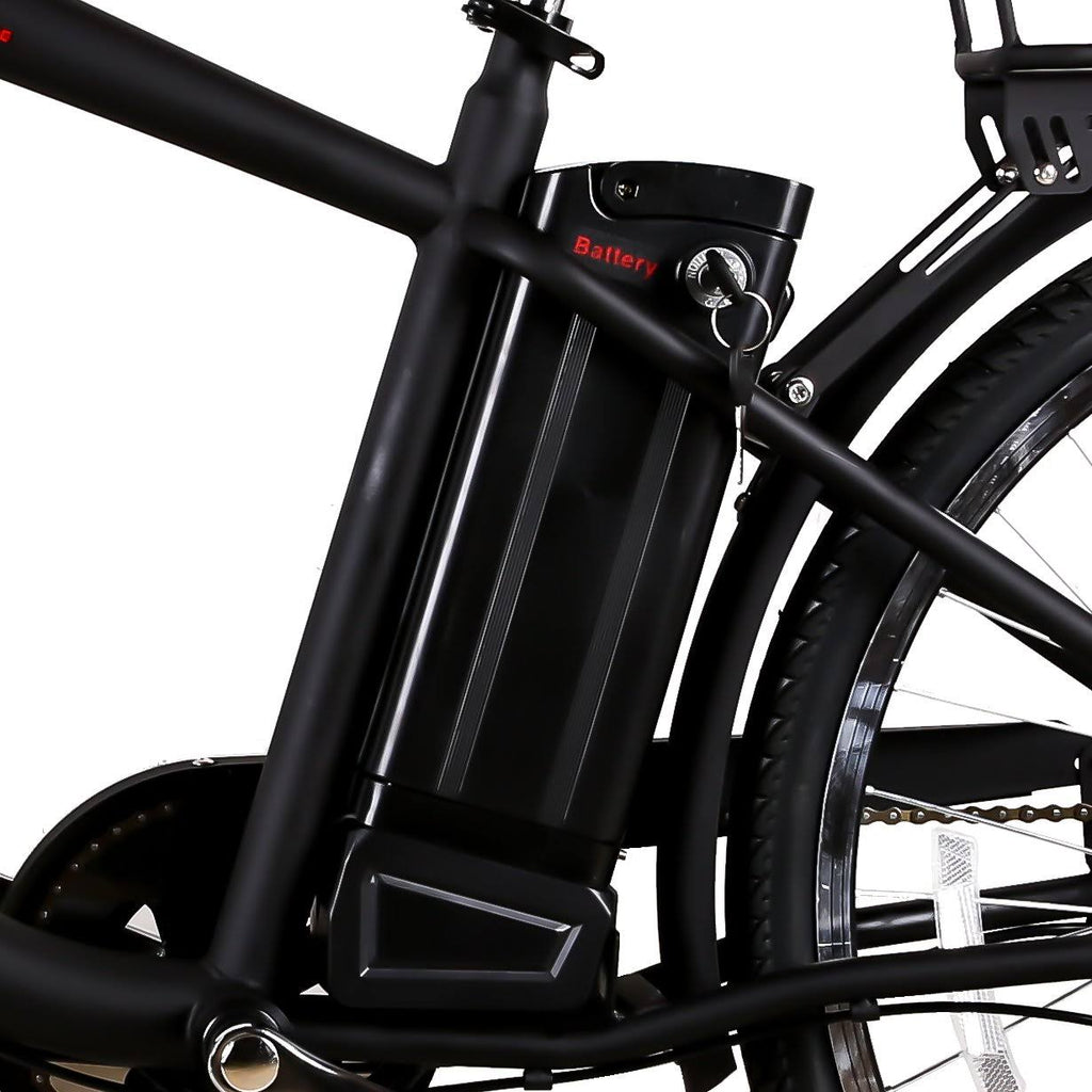 City Electric Bicycle 26x22 Camel Black with Plastic Basket U45887