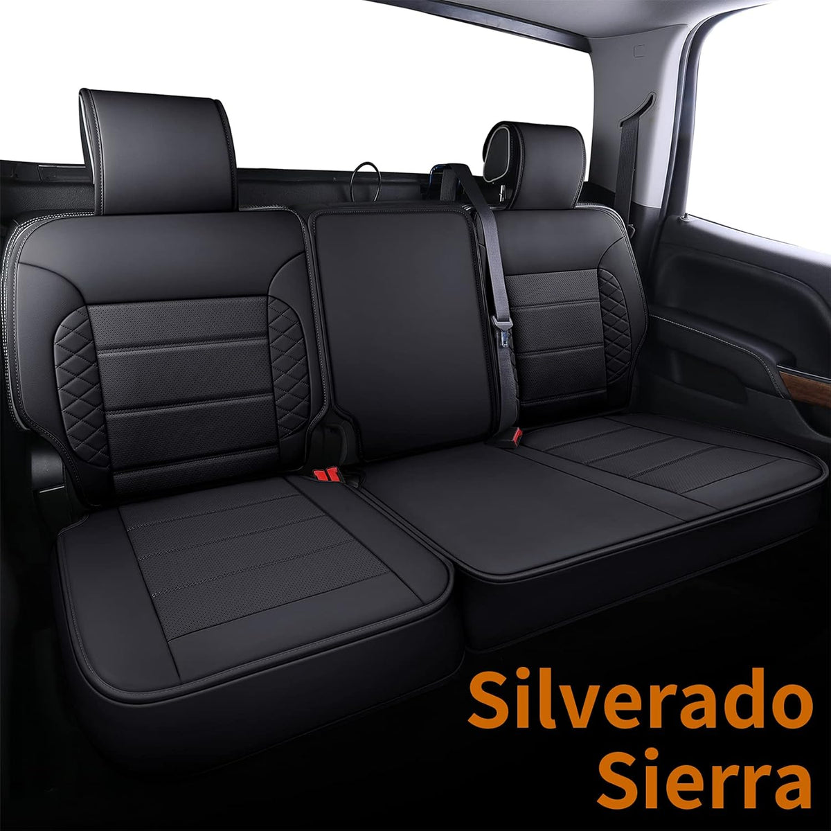 Black 2 pcs Water Proof Faux Leather Seat Covers L9007