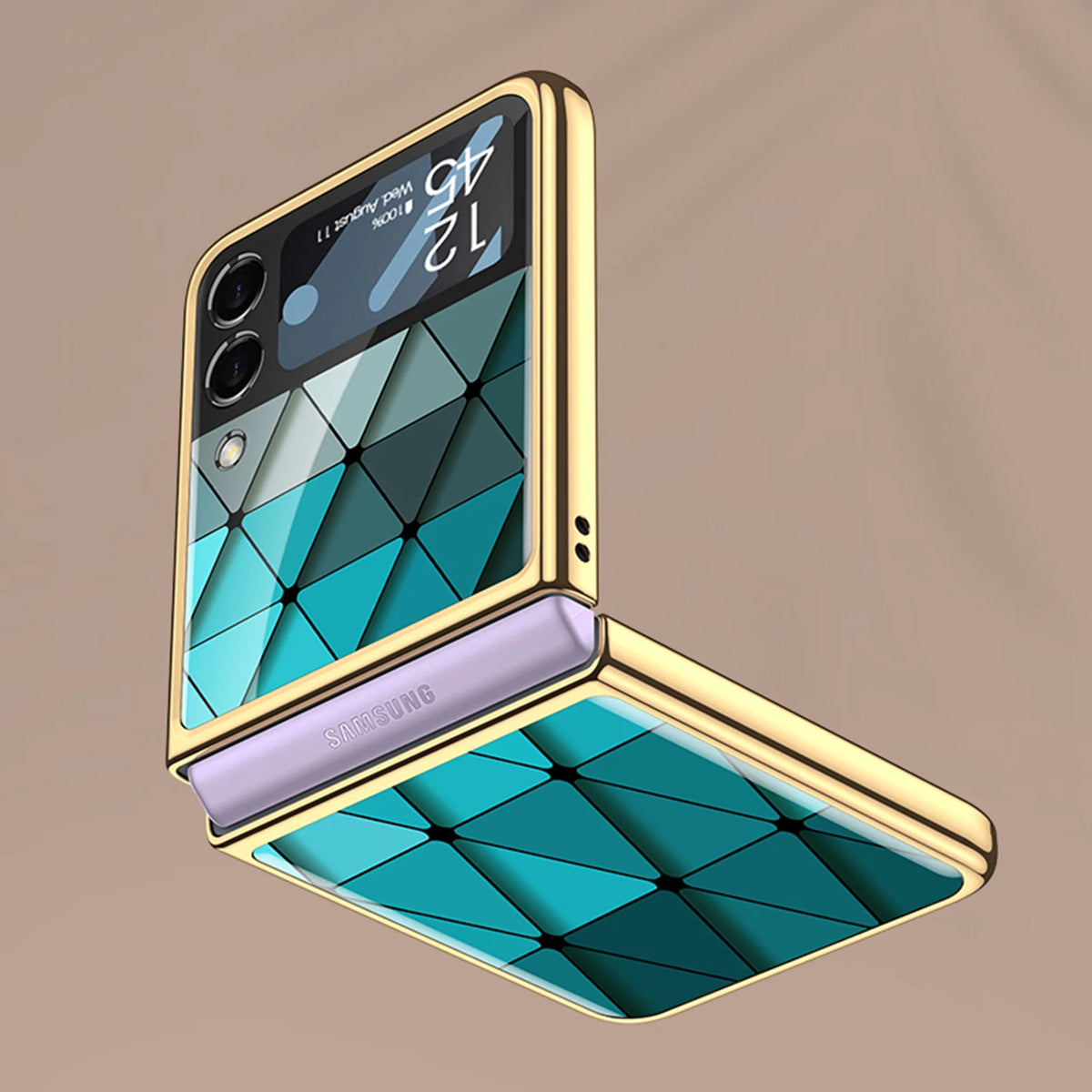 White Marble Striped Pattern Glass Phone Case for Samsung Galaxy Z Flip3 5G V685063