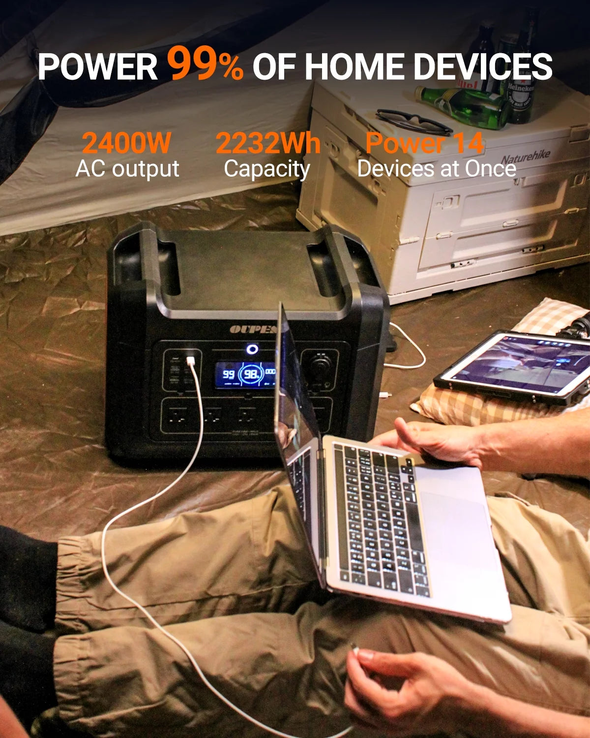 2400W 2232Wh Portable Power Station with 4 240W Solar Panels Z87601