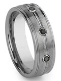 Titanium Tungsten Carbide Black Diamond Comfort Fit Mens Wedding Band Ring Sz 10.0 E155