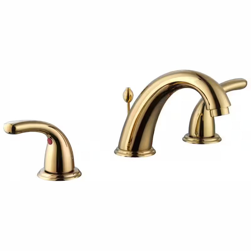 8 in. Widespread Double-Handle High-Arc Bathroom Faucet in Polished Brass T717556