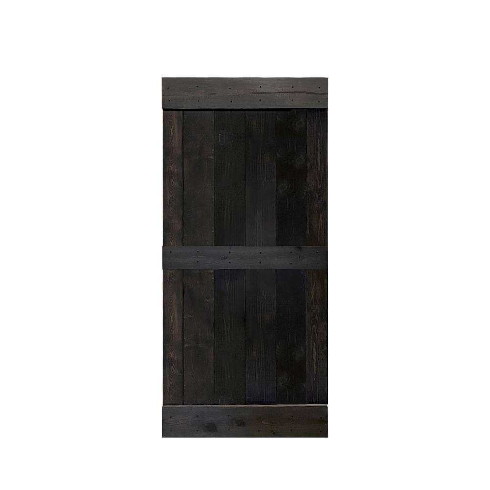 Charcoal Black Solid Wood Interior Sliding Barn Door 38 x 84 N6465