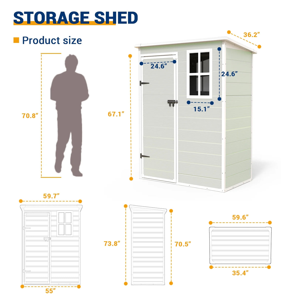 5x3 FT Resin Outdoor Storage Shed M2103