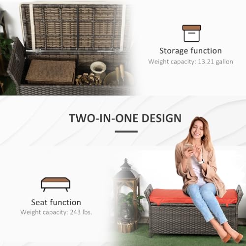 29 Gallon Wicker Storage Bench with Cushion J598