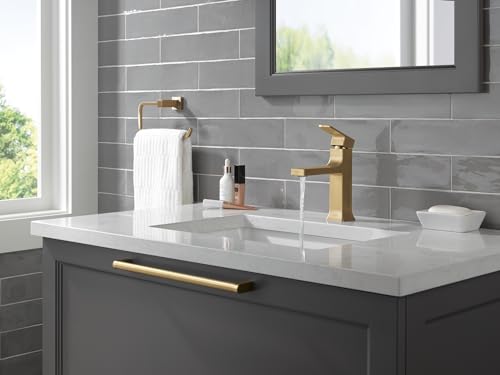 Brushed Gold Single Hole Bathroom Faucet with Push-Pop Drain L56713