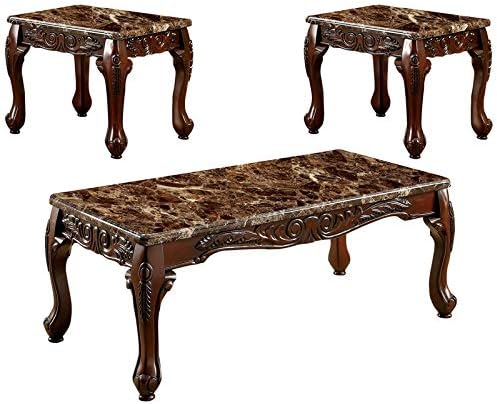 3-Piece Coffee Table Set in Dark Oak and Brown A745