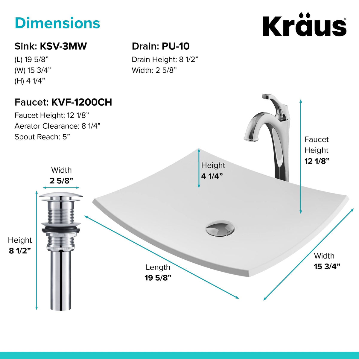 White Matte Solid Surface Rectangular Bathroom Vessel Sink and Faucet Combo Set with Pop-Up Drain Q313