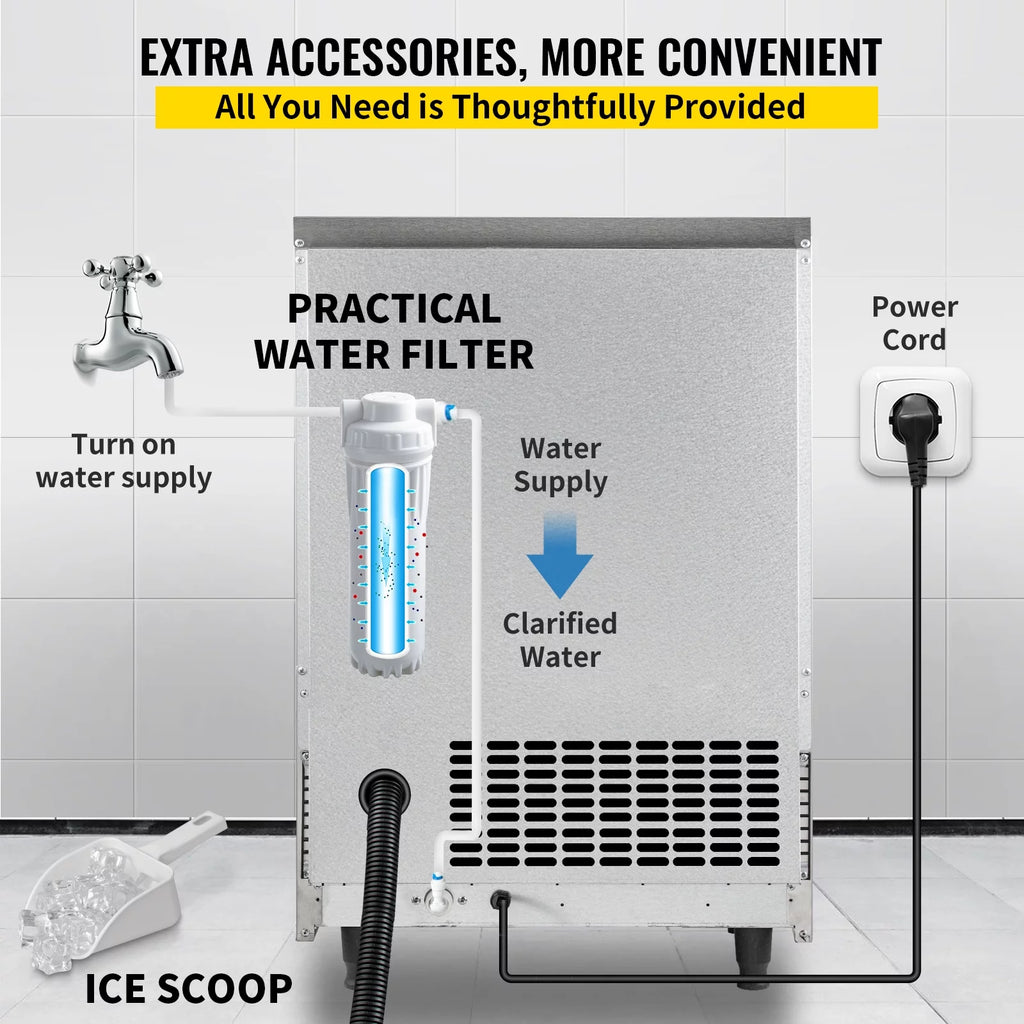 110V Commercial Ice Maker 440lbs/24H Stainless Steel N744402