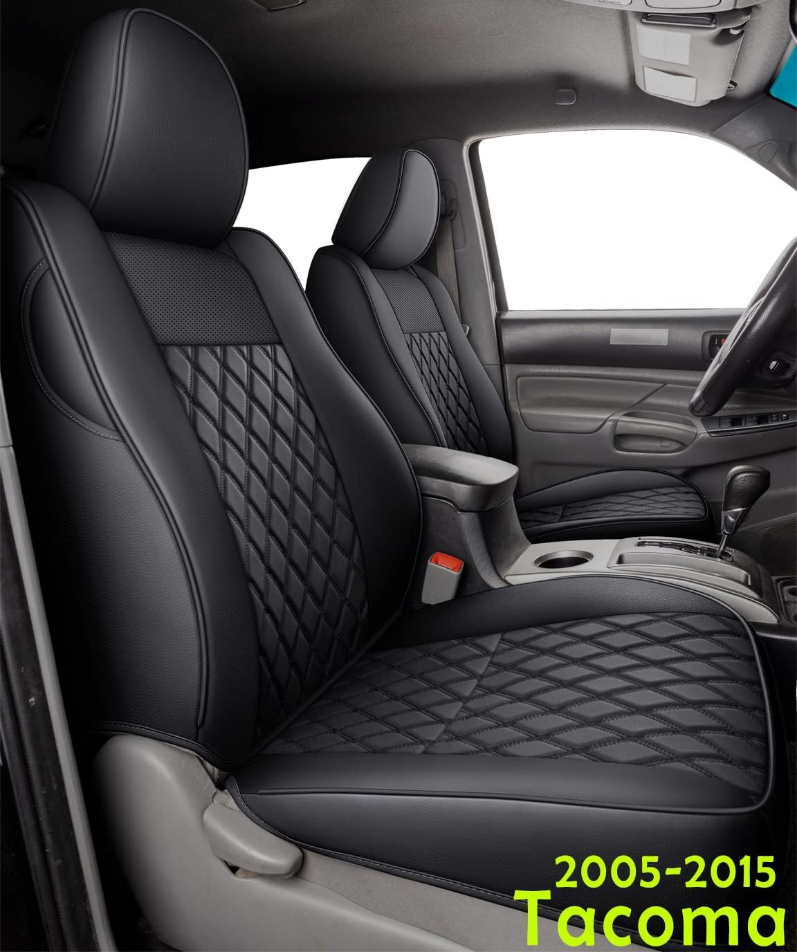 Black-Red Faux Leather Full-Set Seat Covers G5991