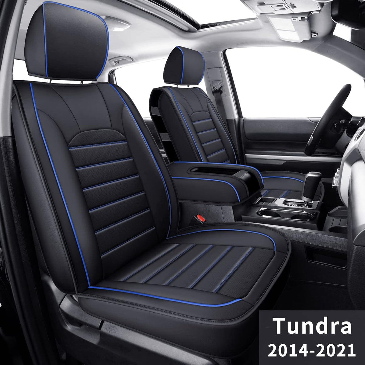 Black & Blue Faux Leather Full Set Seat Covers O300771