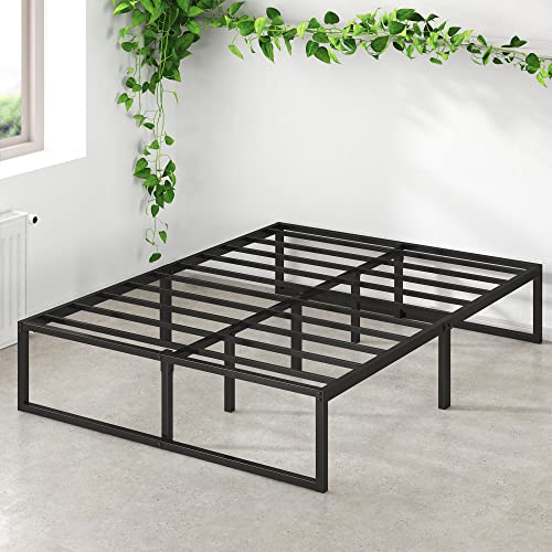 14 Inch Metal Platform Bed Frame, Steel Slat Support, Black, Full U711