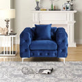 Blue Velvet Button Tufted Accent Chair Q5988
