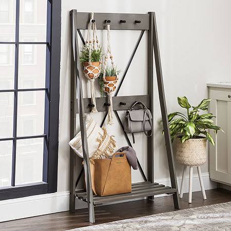 Grey Solid Wood Hall Tree C7826