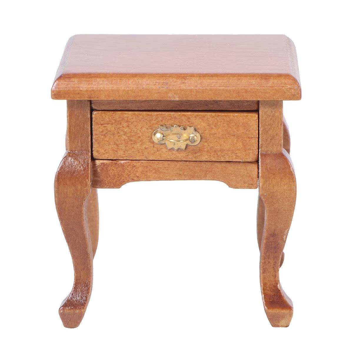 1:12 Walnut Color Wooden Bedside Table Miniature Furniture U156321