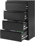 Black 4 Drawer Steel Lateral Filing Cabinet with Lock G324