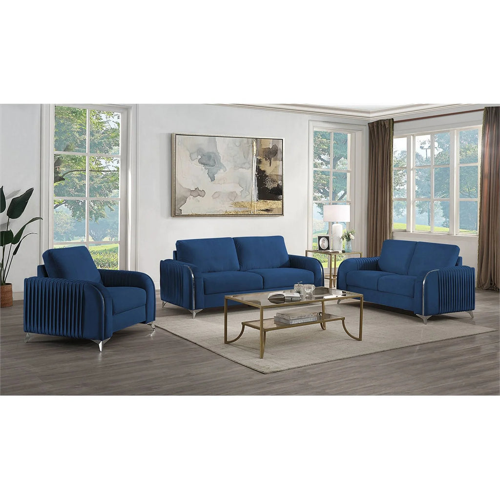 Blue Velvet Upholstered Loveseat V89670