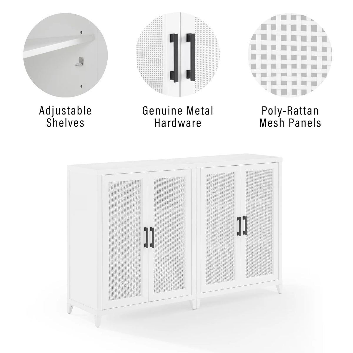 White 2Pc Media Storage Cabinet Set Q592