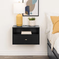 Black Floating Nightstand With Open Shelf X376