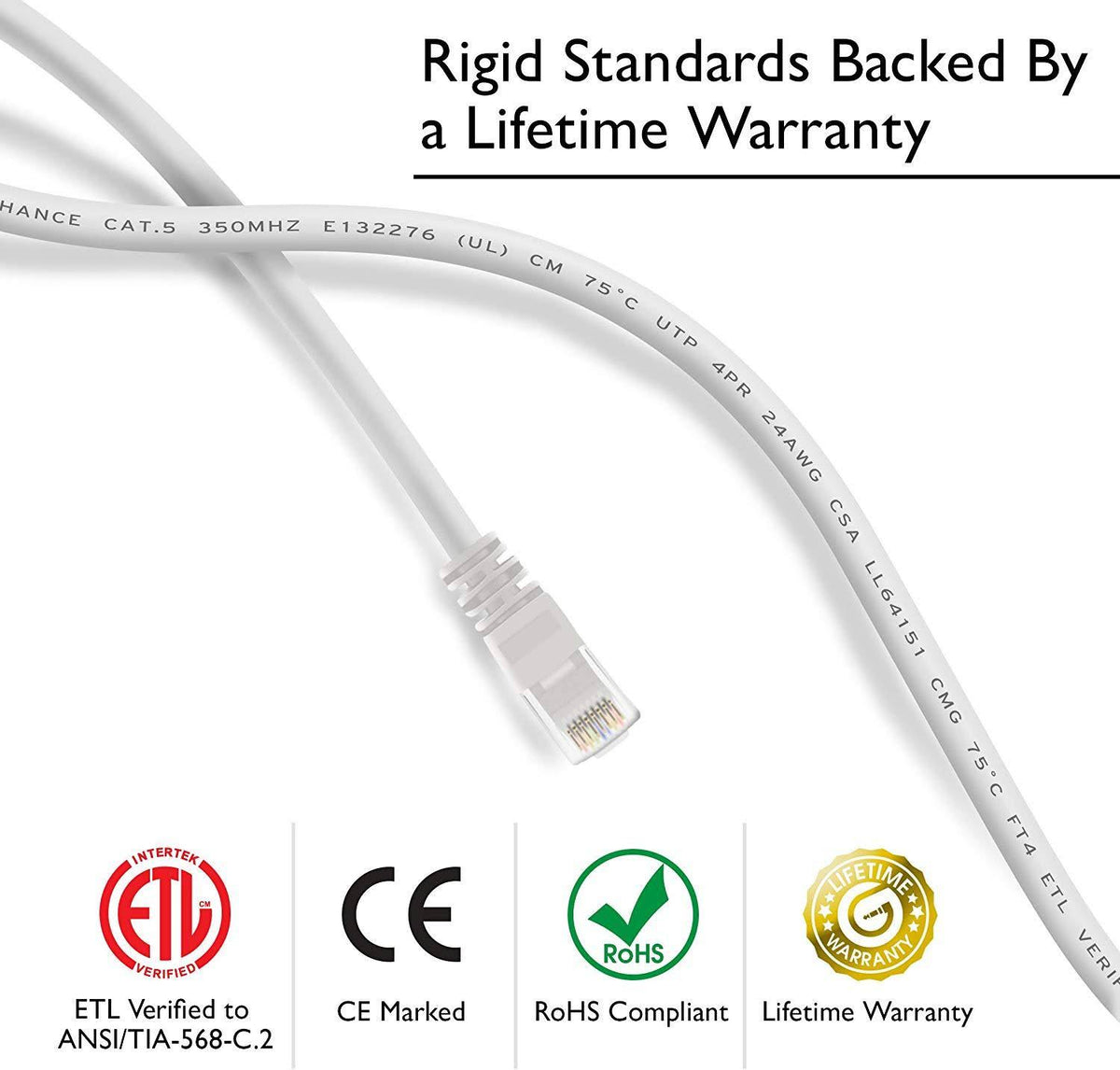 100-Pack Cat 6 Ethernet Cable White 0.5 Feet O29658