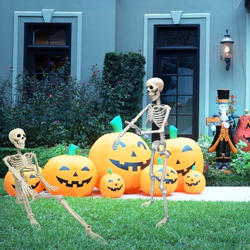 5.4Ft Posable Life Size Skeleton with Glowing Eyes N847