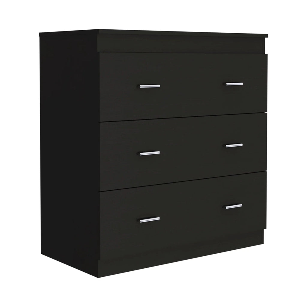 Black 3 Drawer Dresser with Metal Handles G3267