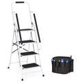 4-Step Portable Folding Anti-Slip Steel Ladder with Handrails M104952