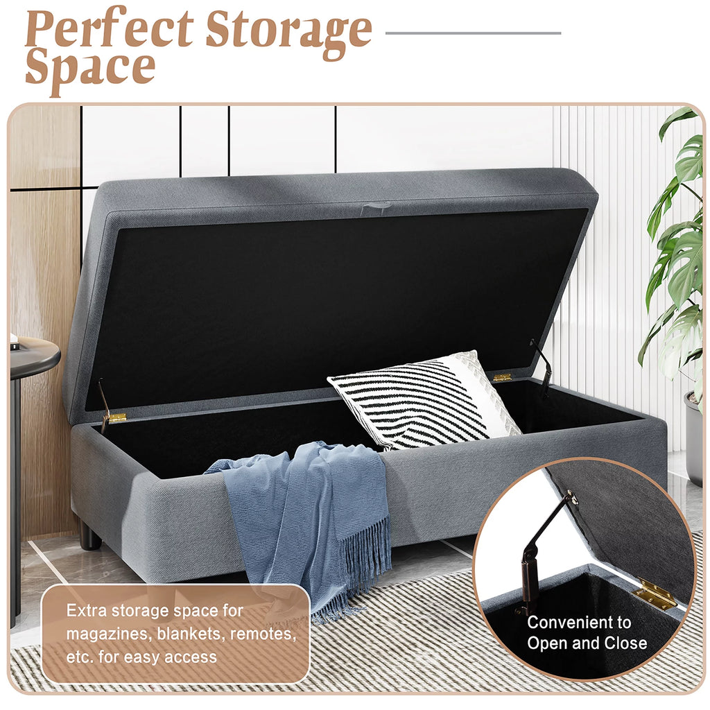 L-Shaped Convertible Sectional Sofa with Storage Ottoman I20500