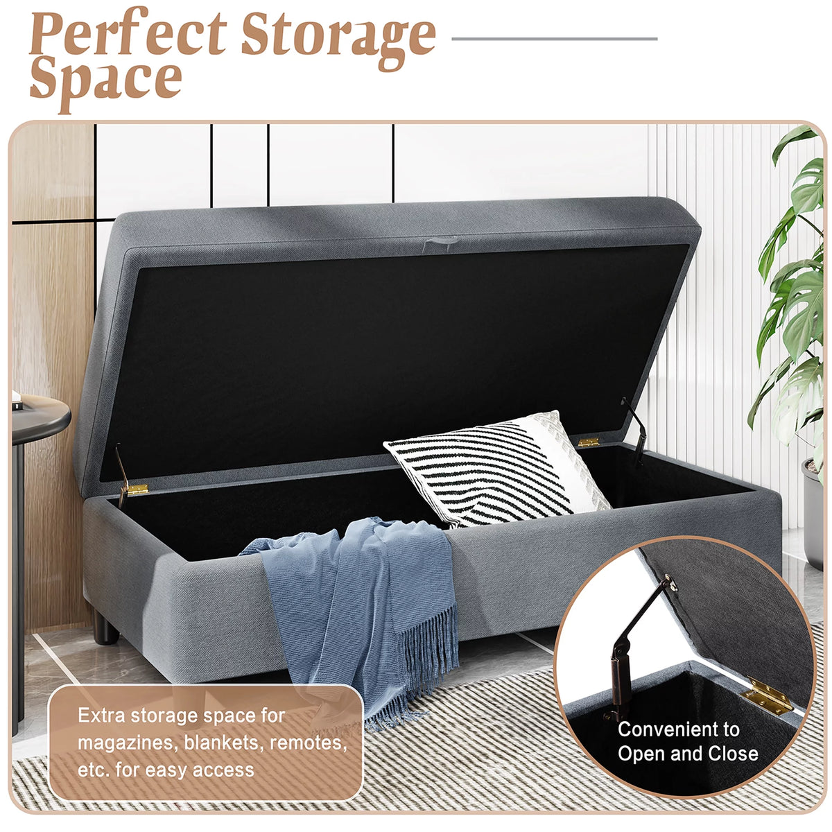 L-Shaped Convertible Sectional Sofa with Storage Ottoman I20500