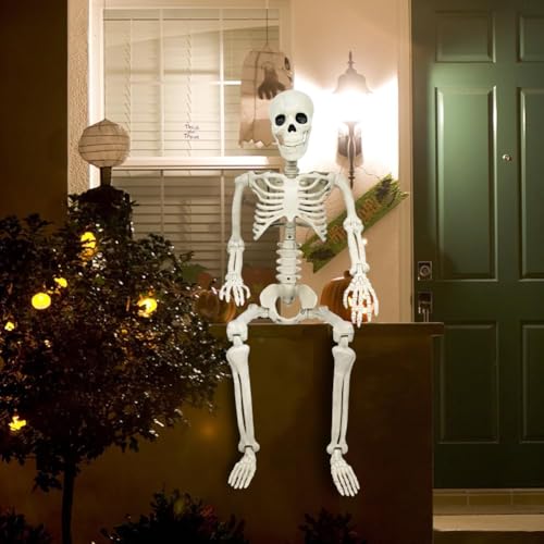5.4Ft Posable Life Size Skeleton with Glowing Eyes N847