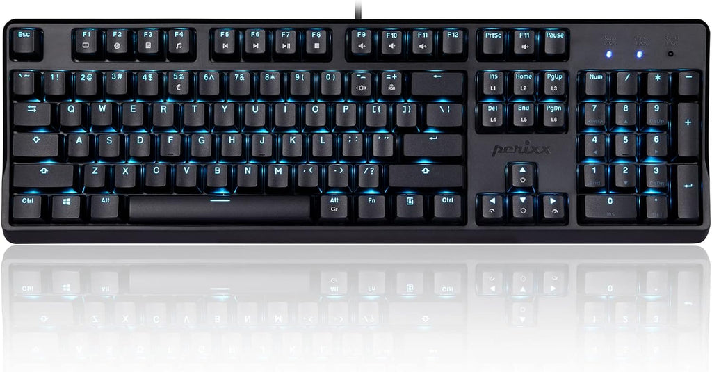 Mechanical Gaming Keyboard, Wired USB, RGB Backlighting, Clicky Gateron Blue Switches, US English, Pack of 2 I513391