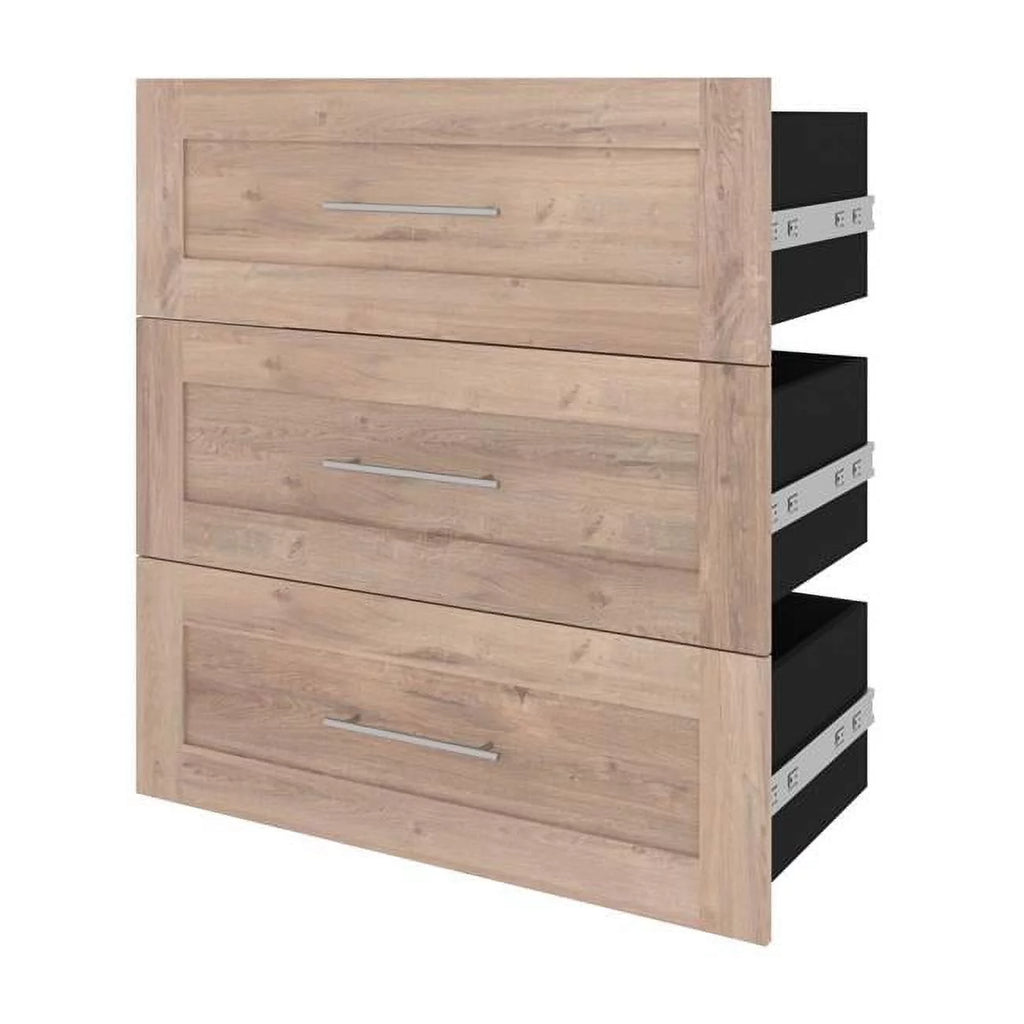 3 Drawer Set for Closet Organizer in Rustic Brown Engineered Wood W915