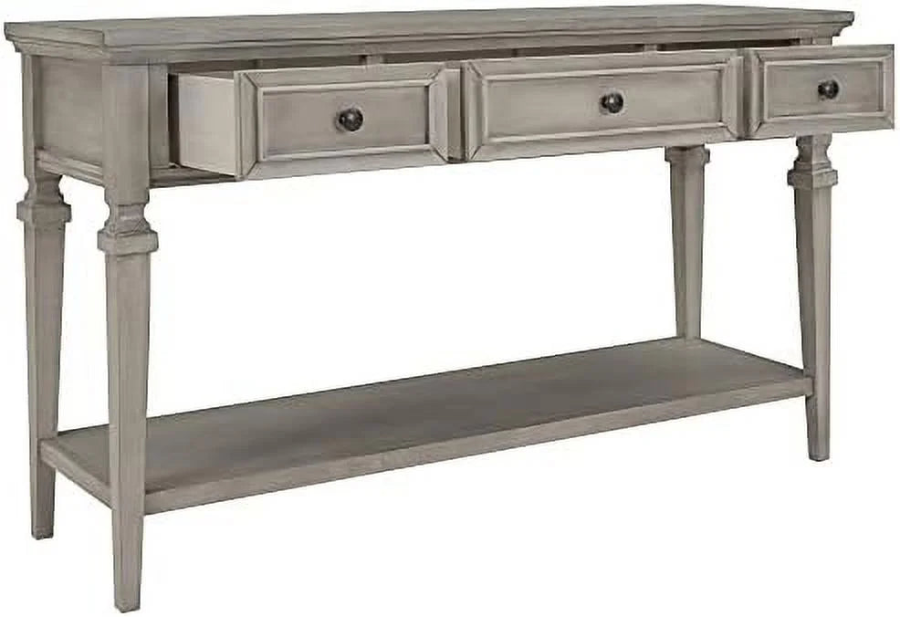 Small Entryway Console Table with 3 Drawers Pine Wood Frame Z198